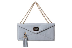 NEW ARRIVAL - Evening Envelope Cross Body & Shoulder Matte Grey With Silver Combo And Tassels