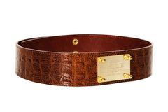 Classic Cognac Brown Croc Waist Belt