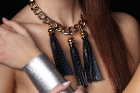 Chunky Love - Trio Golden Candy Tassel Necklace Black