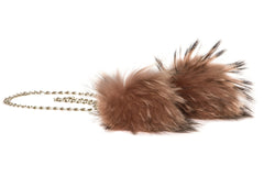 NEW ARRIVAL - Double Pink Fur Pom Pom Silver Chained Belt