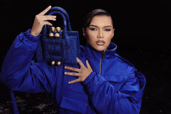 NEW ARRIVAL - Mini Celeste Shopper Bag Royal Blue Python