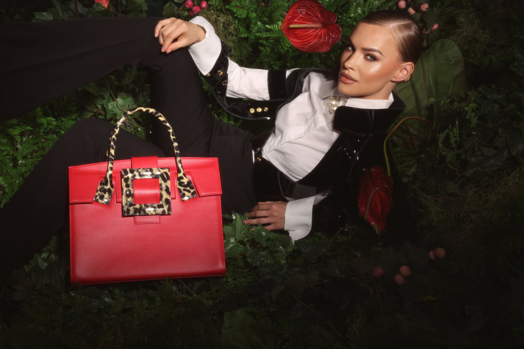 NEW ARRIVAL - Red & Leopard Celeste Square Bag