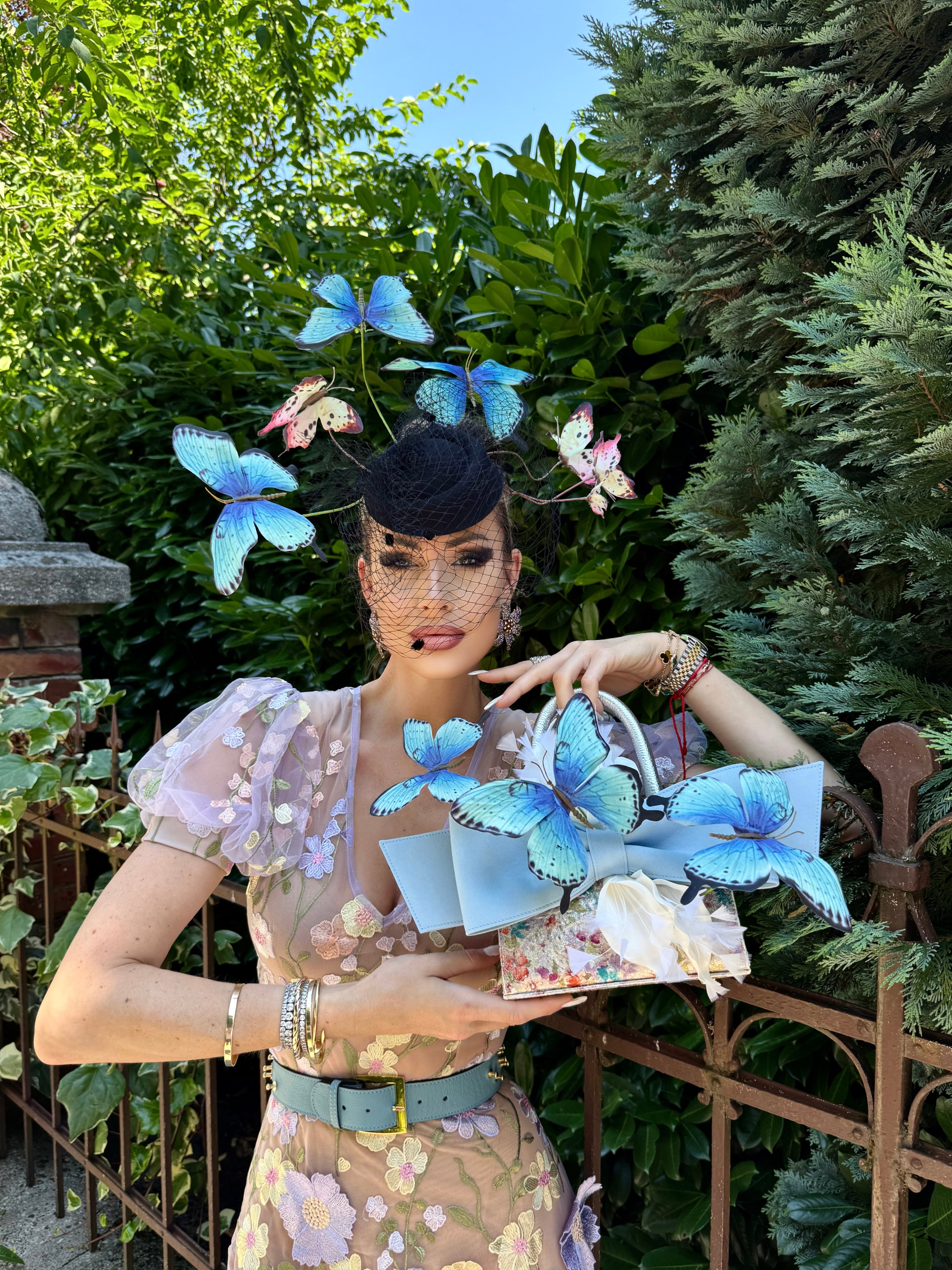 NEW ARRIVAL - BOWbastic Turquoise Butterfly MINI Maximalist Shopper Floral Mist
