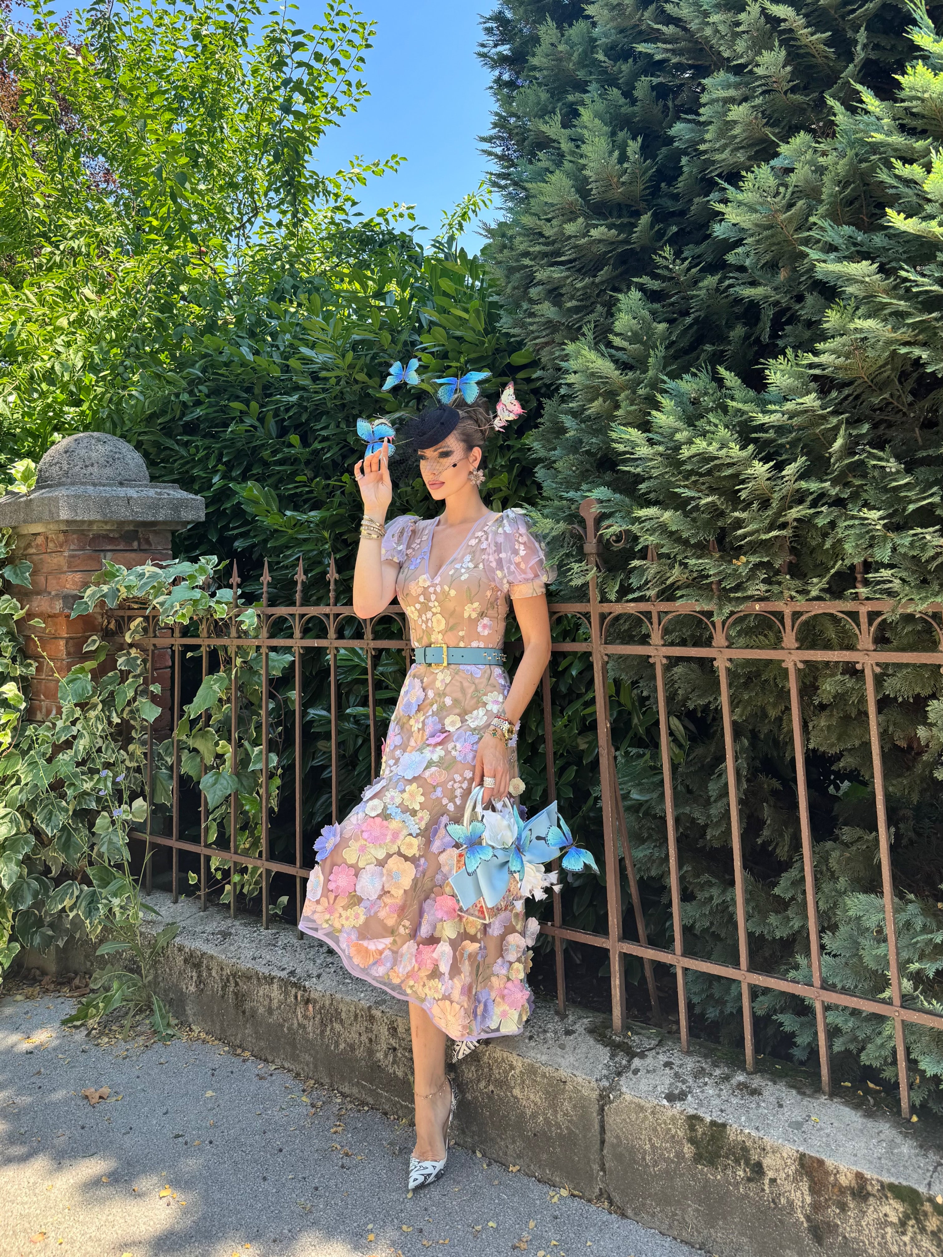 NEW ARRIVAL - BOWbastic Turquoise Butterfly MINI Maximalist Shopper Floral Mist