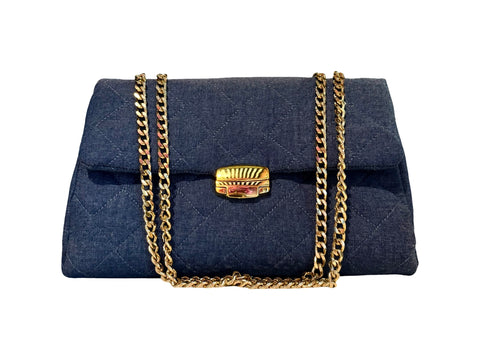 NEW ARRIVAL - Jeans Flap Chain Bag Lux Blue