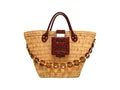 NEW ARRIVAL - Summer Beauty Tortoiseshell Chained Celeste Straw Bag