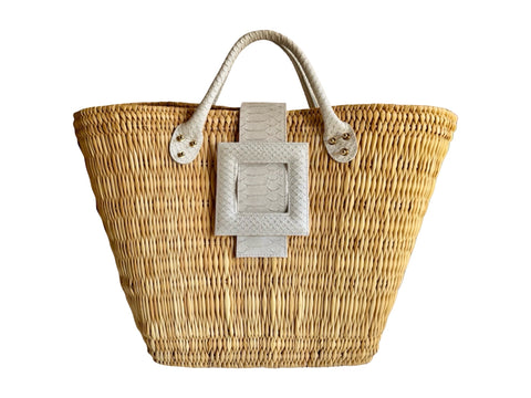 NEW ARRIVAL - Summer Beauty White Python Celeste Straw Bag