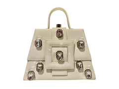 NEW ARRIVAL - Diamond Celeste Leather Buckle Pearl White