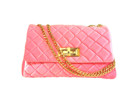 NEW ARRIVAL - Velvet Flap Chain Bag Lux Pink
