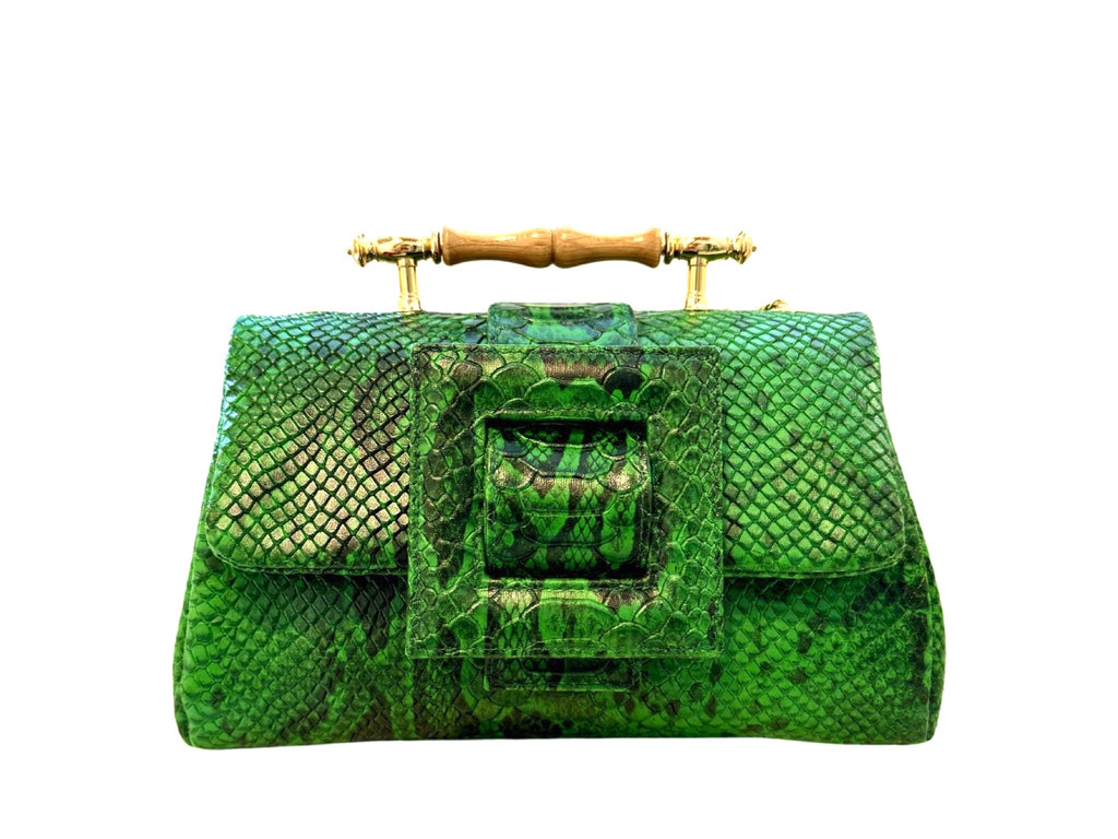 NEW ARRIVAL - Green Python Celeste Flap Bag