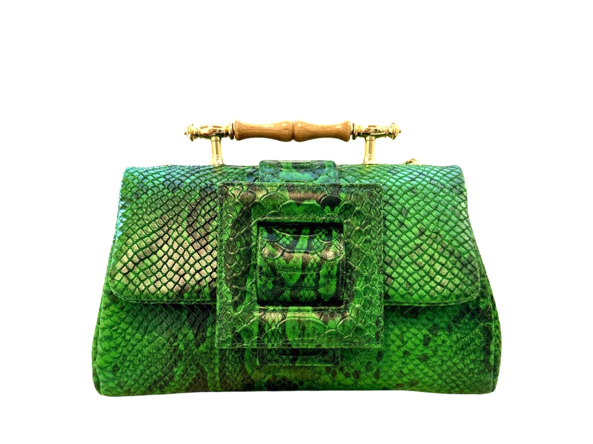 NEW ARRIVAL - Green Python Celeste Flap Bag