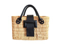NEW ARRIVAL - Summer Beauty Leather Buckle Aurelia Mini Straw Bag Black
