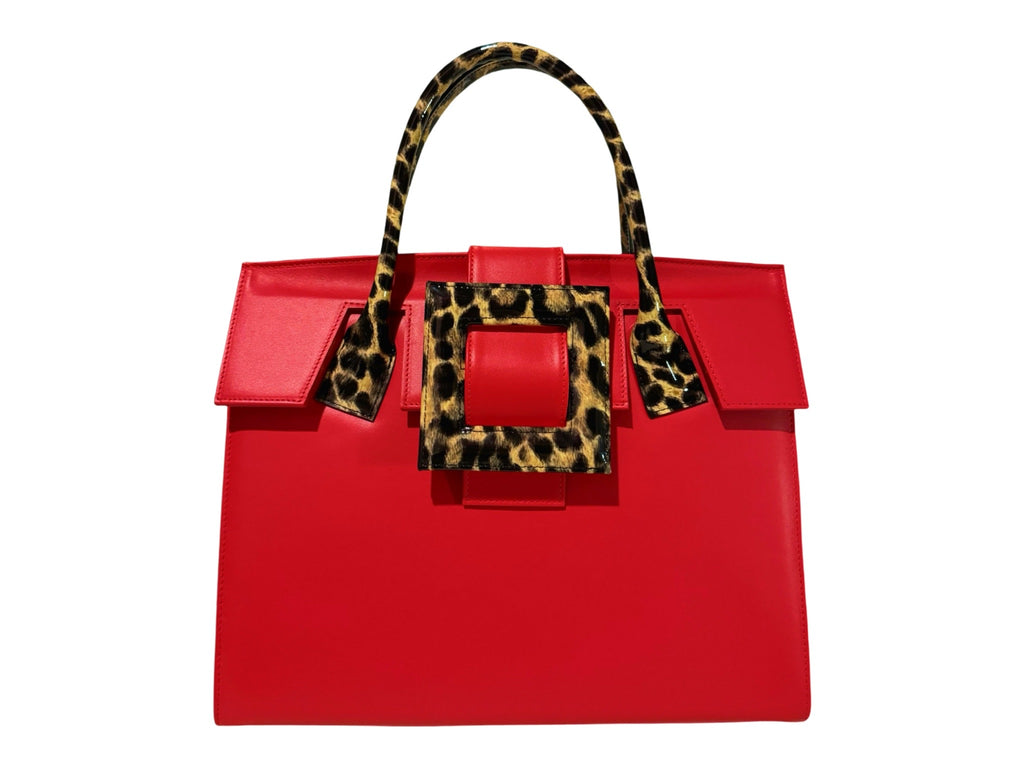 NEW ARRIVAL - Red & Leopard Celeste Square Bag