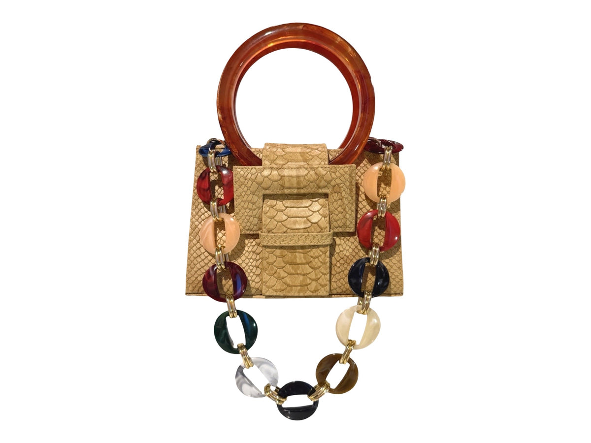 NEW ARRIVAL - Mini Aurelia Shopper Bag Khaki Python