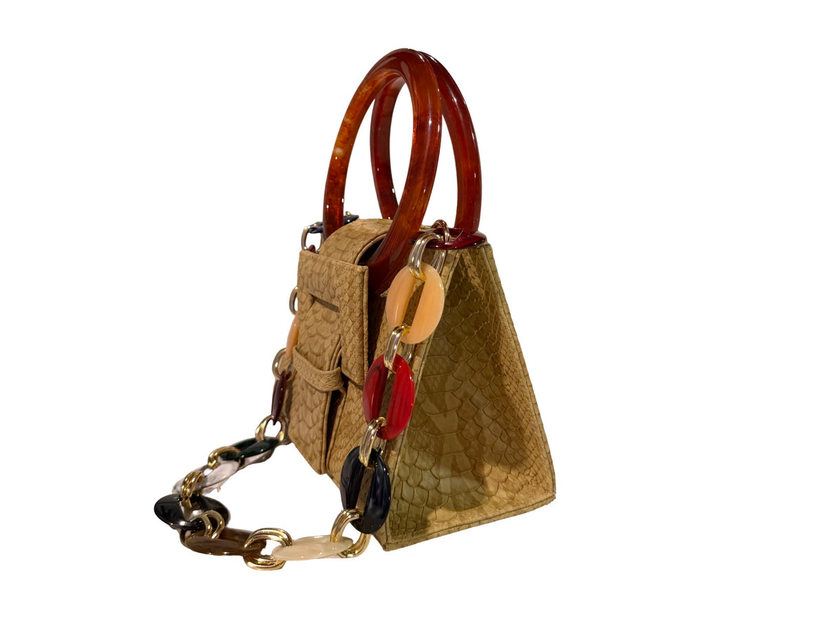 NEW ARRIVAL - Mini Aurelia Shopper Bag Khaki Python
