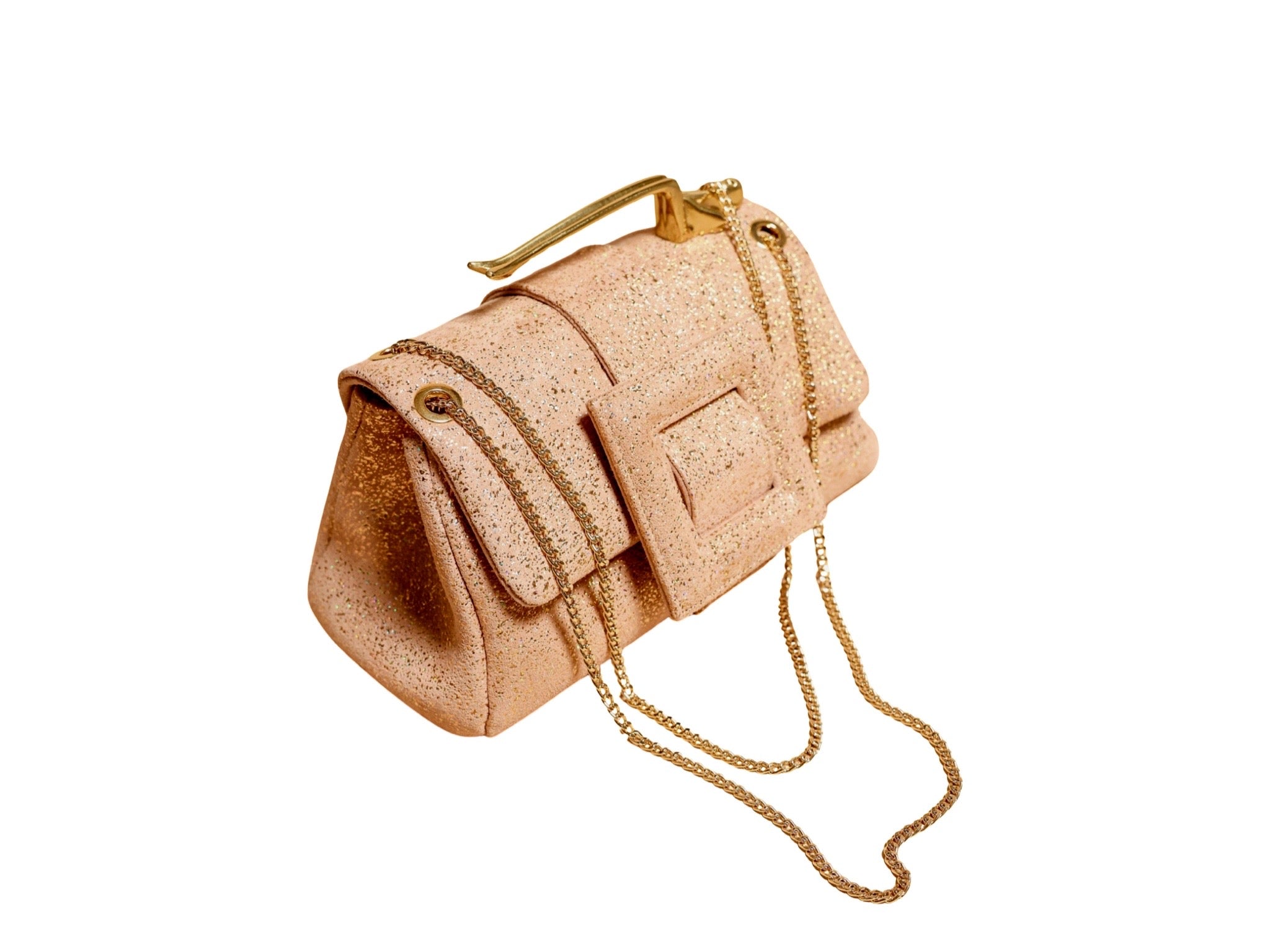NEW ARRIVAL - Nude Suede Oscar Celeste Flap Bag
