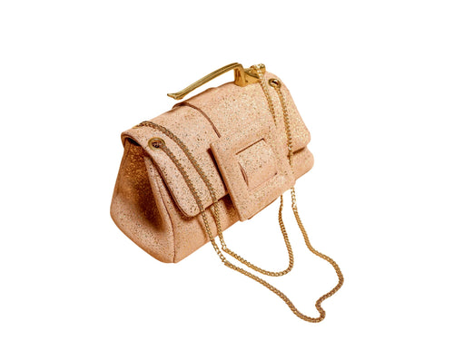 NEW ARRIVAL - Nude Suede Oscar Celeste Flap Bag