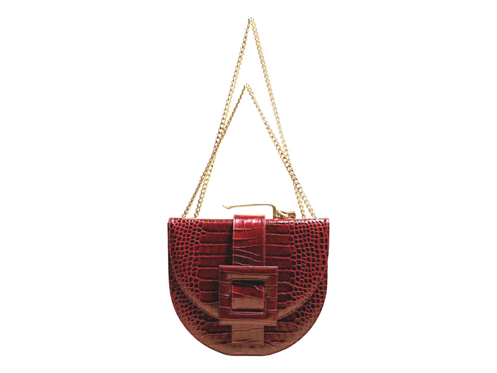 NEW ARRIVAL - Bordeaux Croc Oscar Celeste Horse Bag