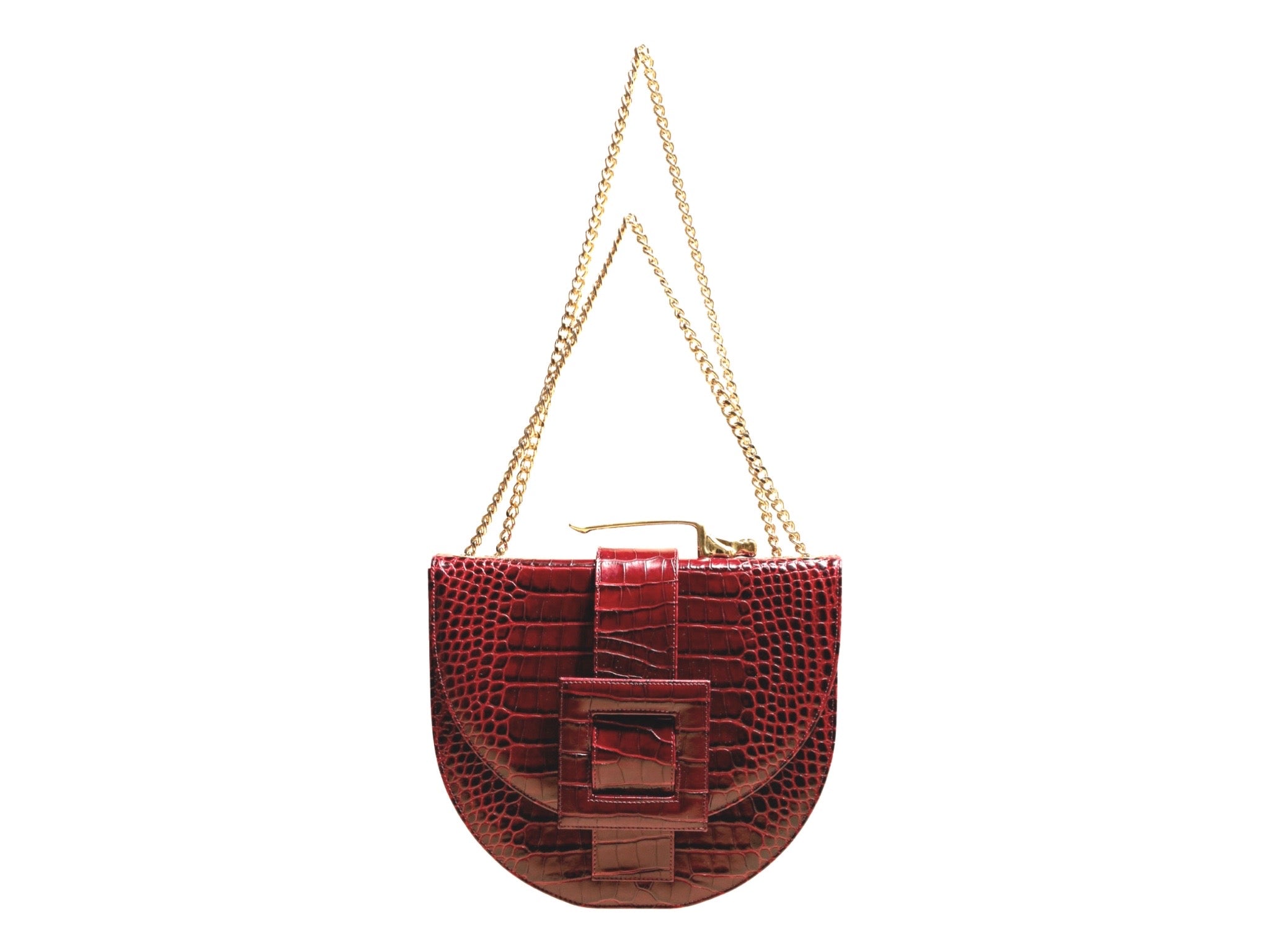 NEW ARRIVAL - Bordeaux Croc Oscar Celeste Horse Bag