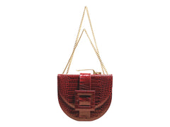 NEW ARRIVAL - Bordeaux Croc Oscar Celeste Horse Bag