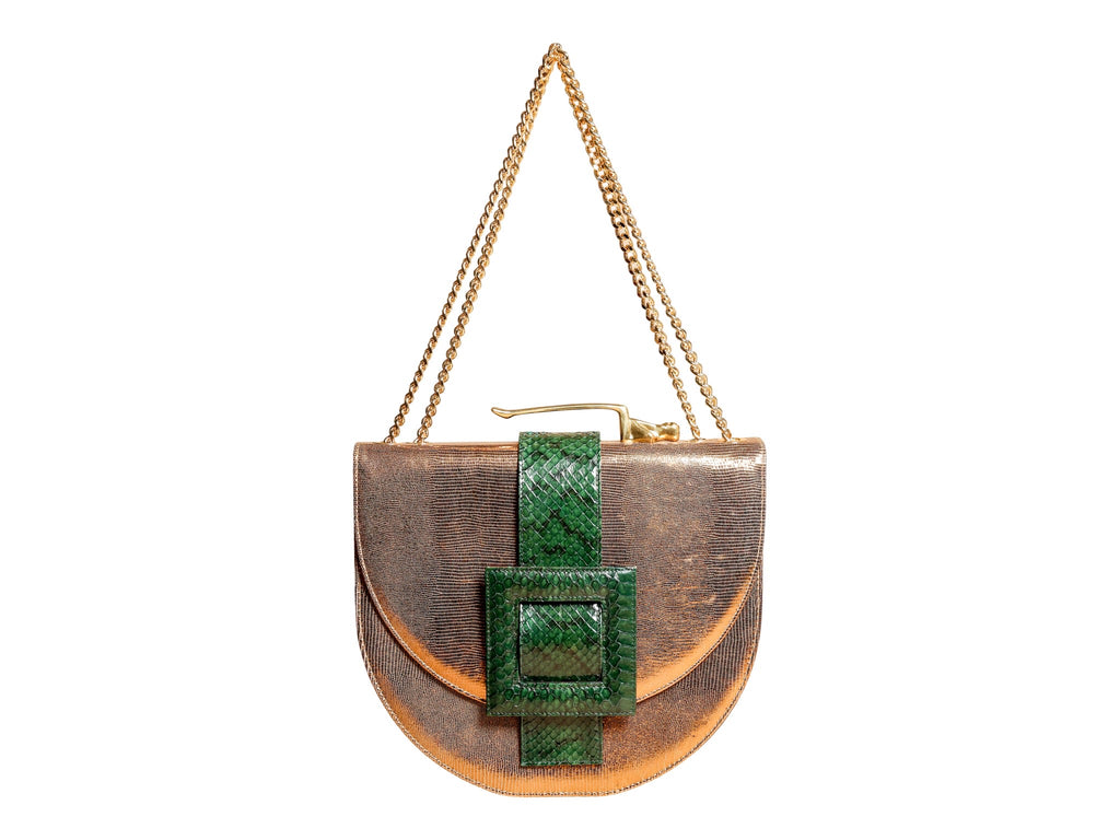 NEW ARRIVAL - Green Python Bronze Oscar Celeste Horse Bag