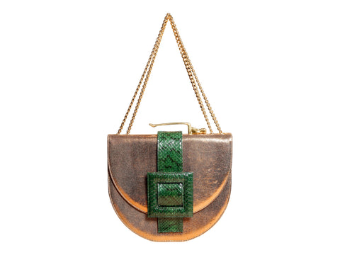 NEW ARRIVAL - Green Python Bronze Oscar Celeste Horse Bag