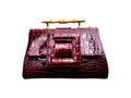 NEW ARRIVAL - Bordeaux Croc Celeste Flap Bag