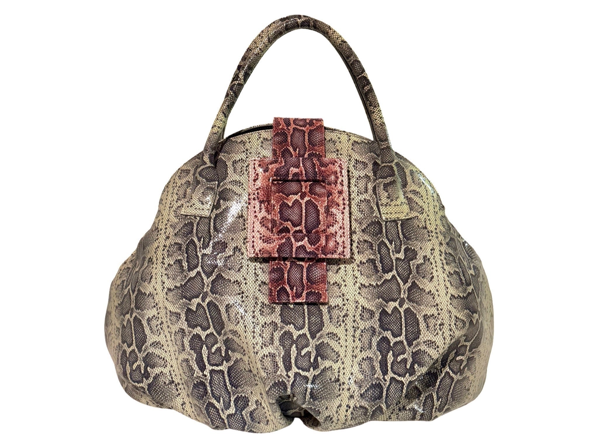 NEW ARRIVAL - Large Celeste Bowling Bag Two Tone Grey Python