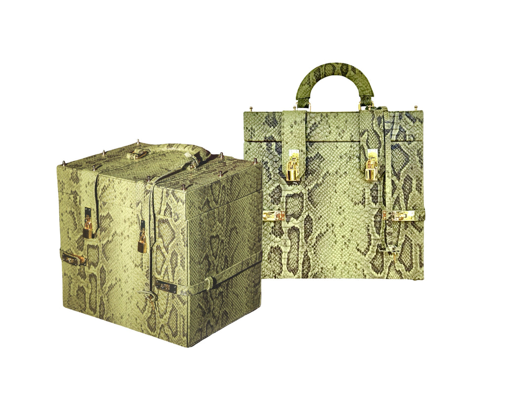 NEW ARRIVAL - Miss Perfect Luxury Travel Necessaire Trunk Green Python