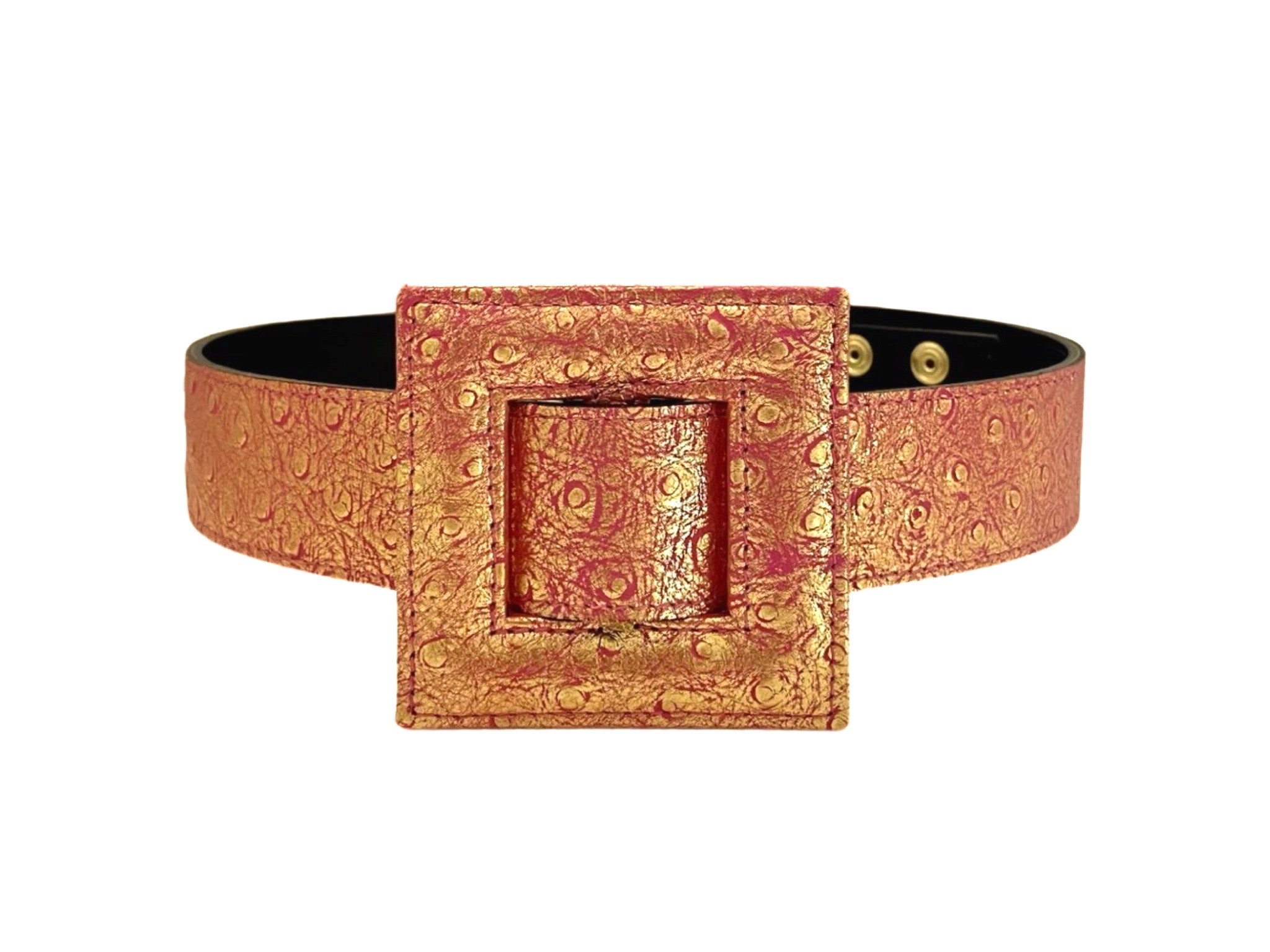 NEW ARRIVAL - Celeste Small Elegant  Pink Metallic Ostrich Belt