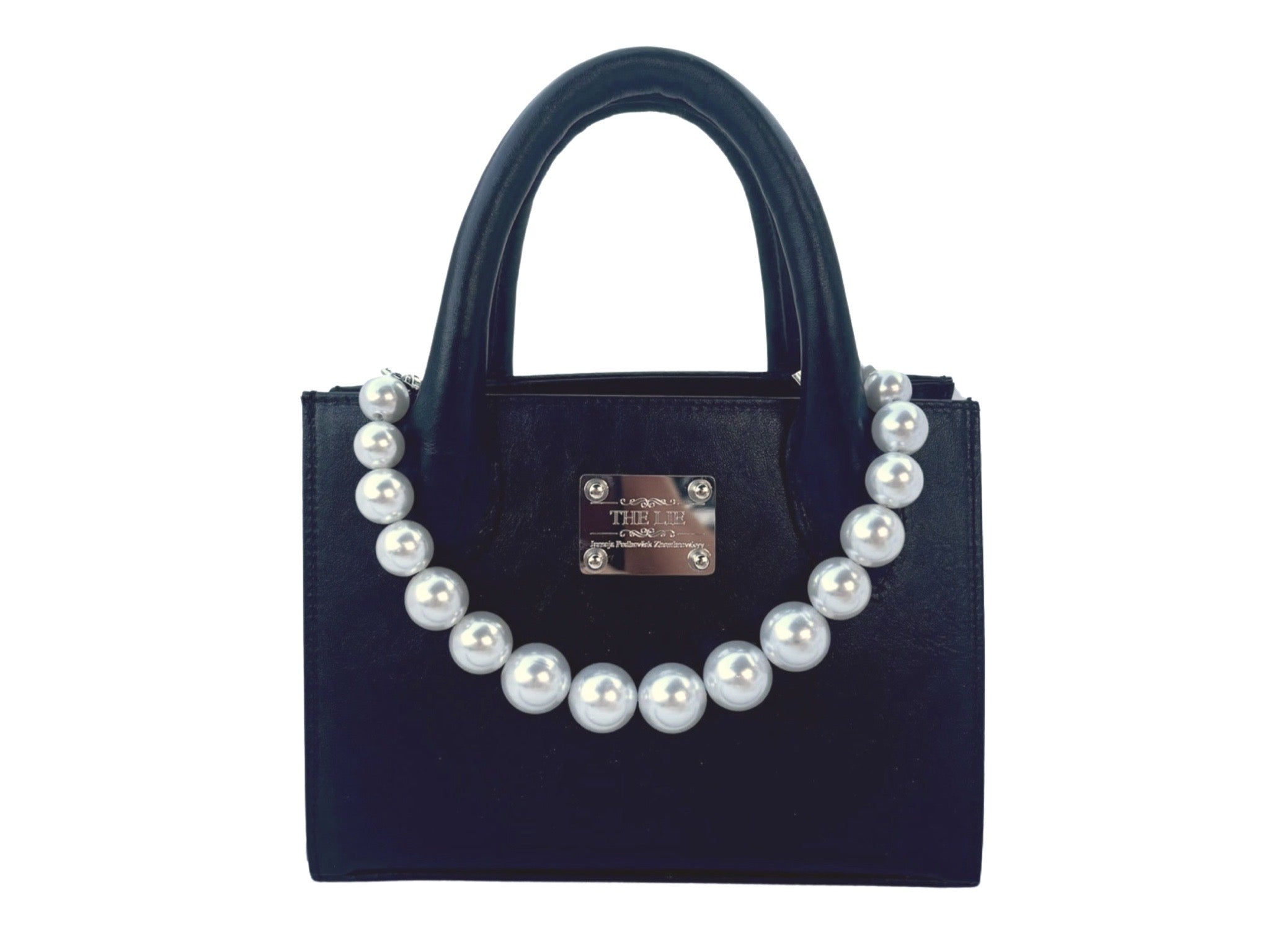 NEW ARRIVAL - MINI Basic Minimalistic Shopper Black With Pearls