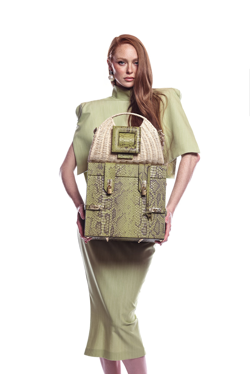 NEW ARRIVAL - Miss Perfect Luxury Travel Necessaire Trunk Green Python
