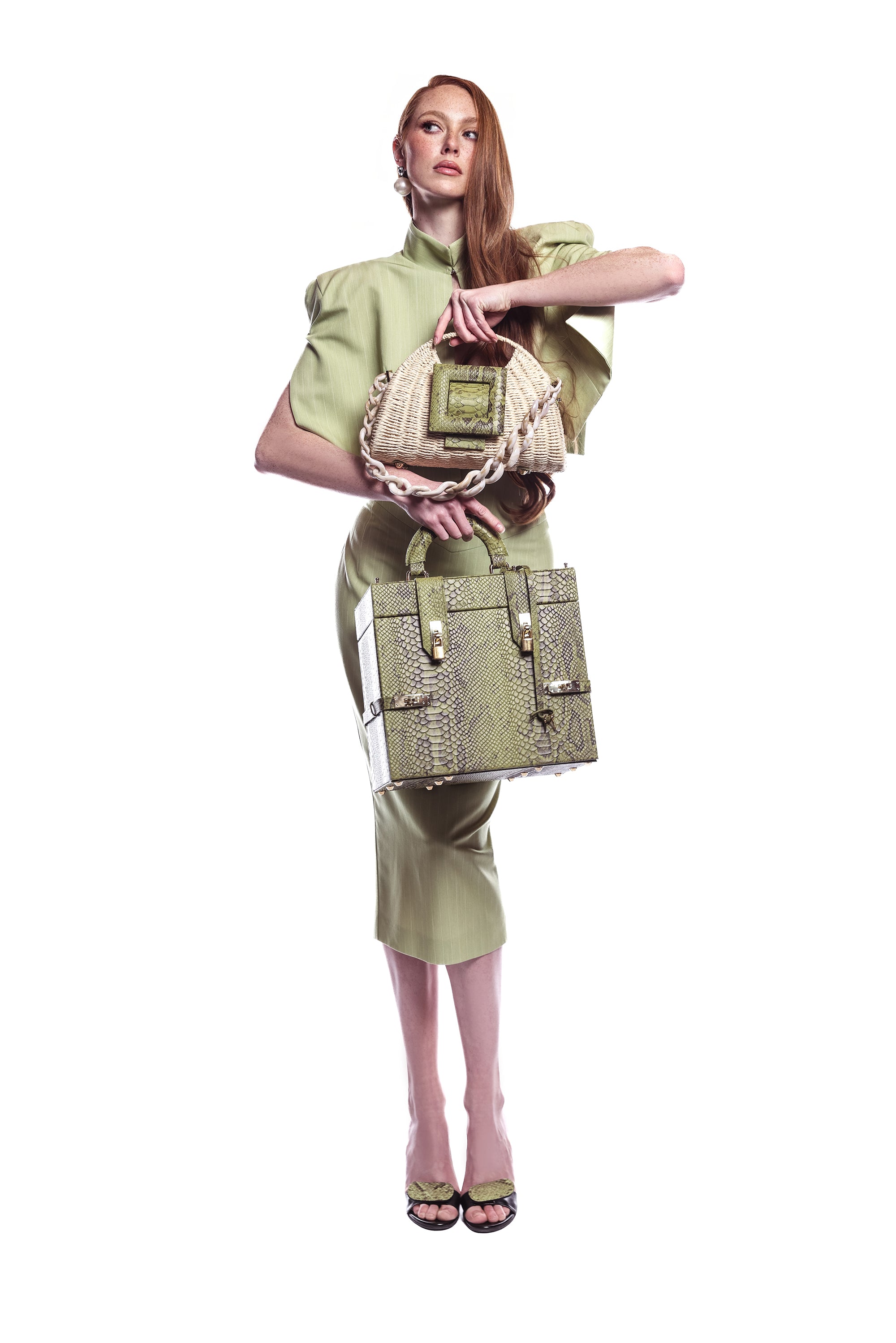NEW ARRIVAL - Miss Perfect Luxury Travel Necessaire Trunk Green Python