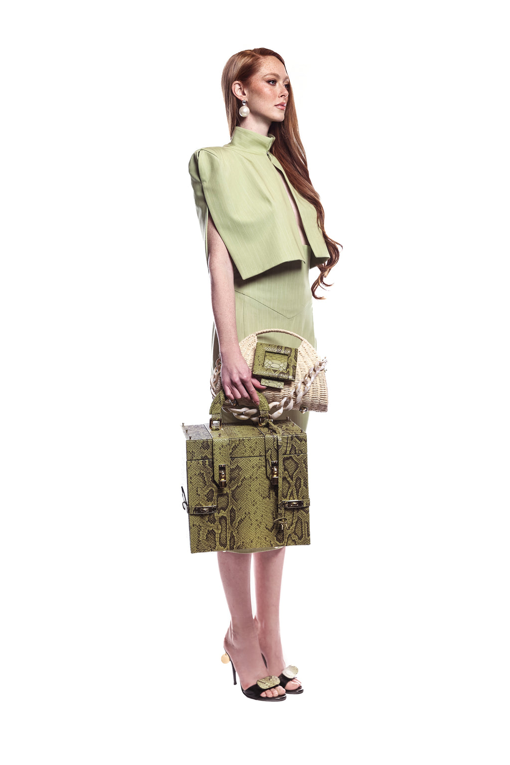 NEW ARRIVAL - Miss Perfect Luxury Travel Necessaire Trunk Green Python