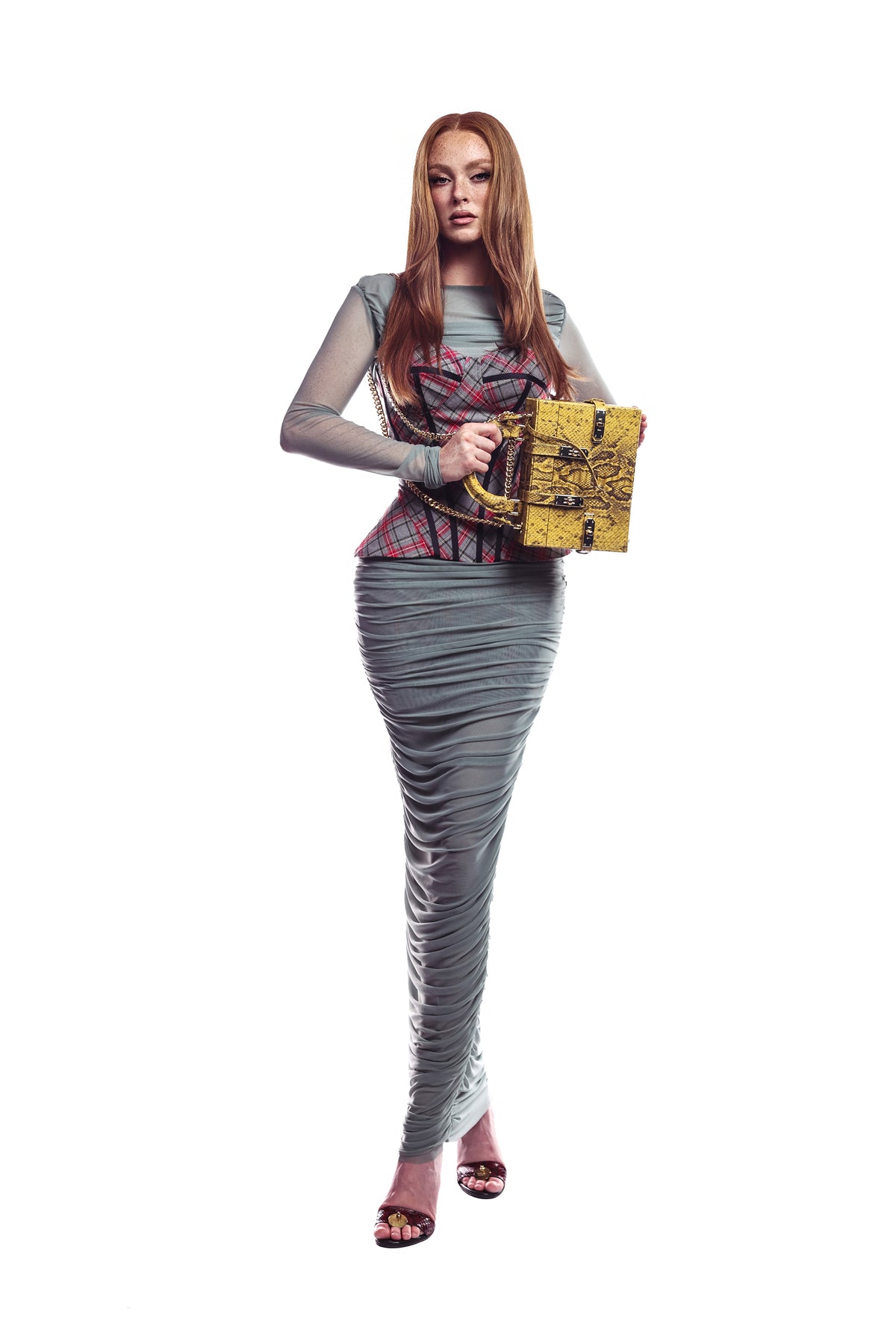 NEW ARRIVAL - Miss Perfect Petite Necessaire Trunk Mustard Python