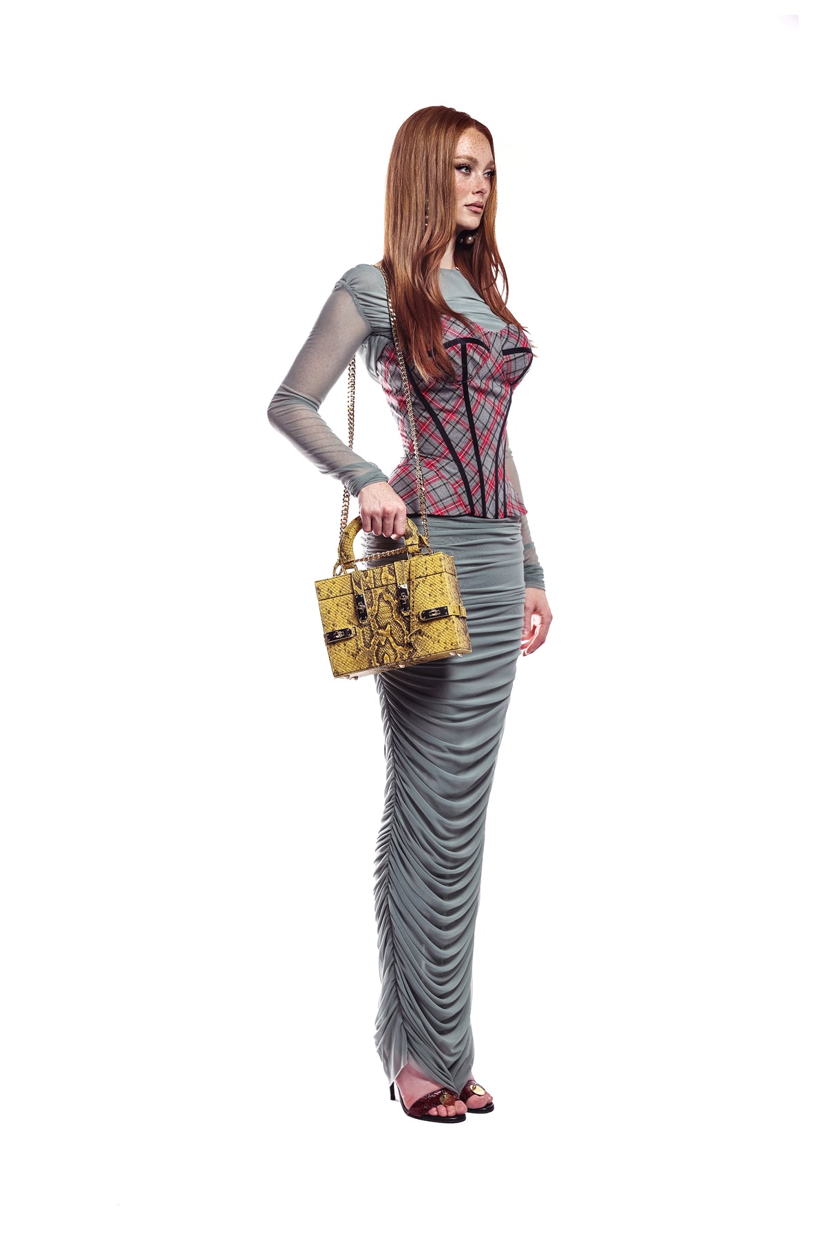 NEW ARRIVAL - Miss Perfect Petite Necessaire Trunk Mustard Python