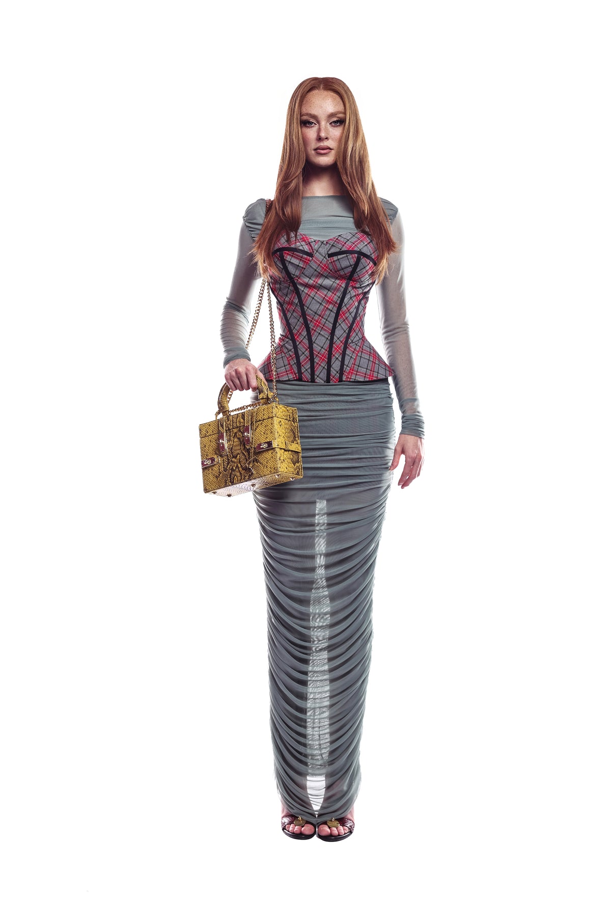 NEW ARRIVAL - Miss Perfect Petite Necessaire Trunk Mustard Python