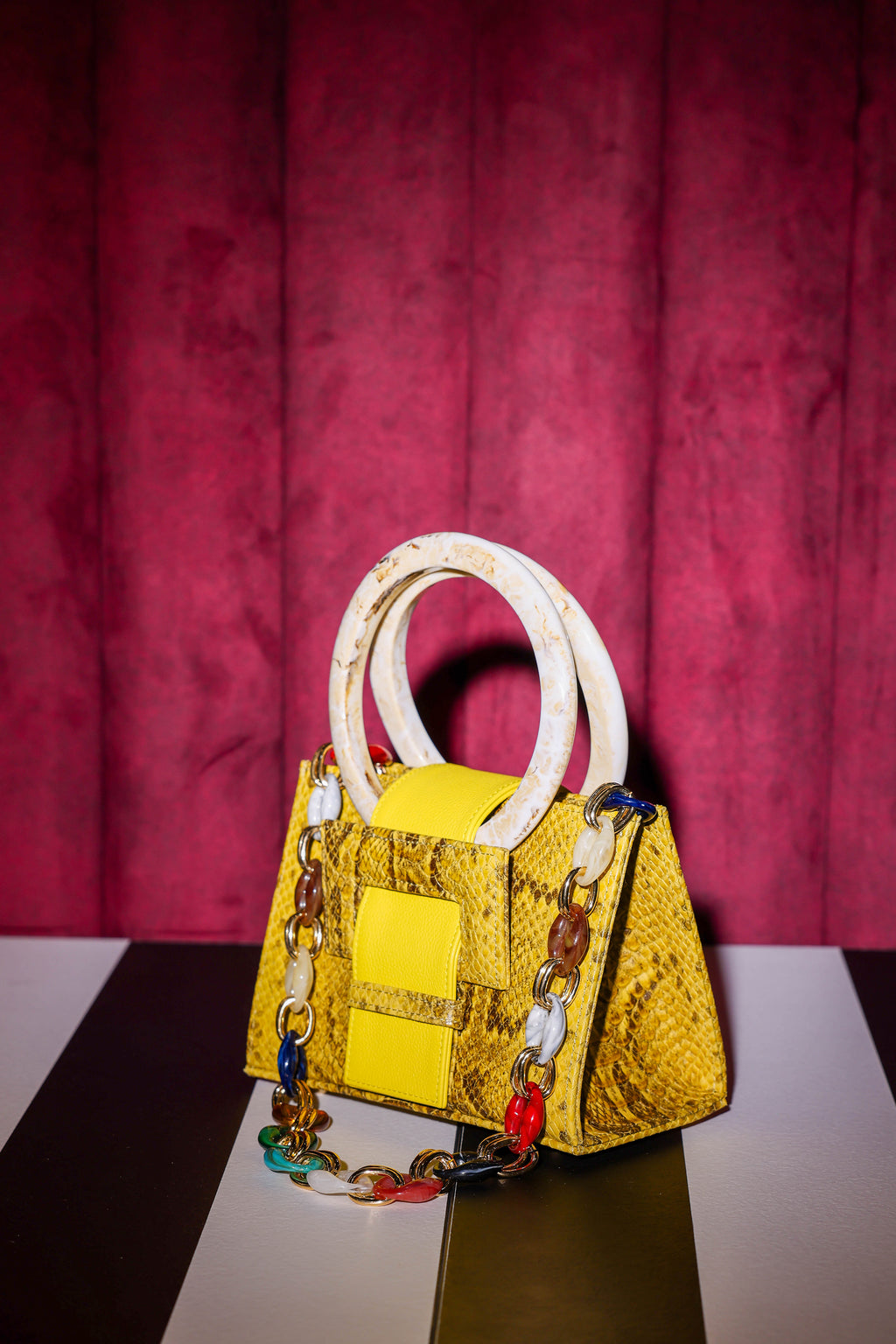 NEW ARRIVAL - Mini Aurelia Shopper Bag Mustard Yellow Python