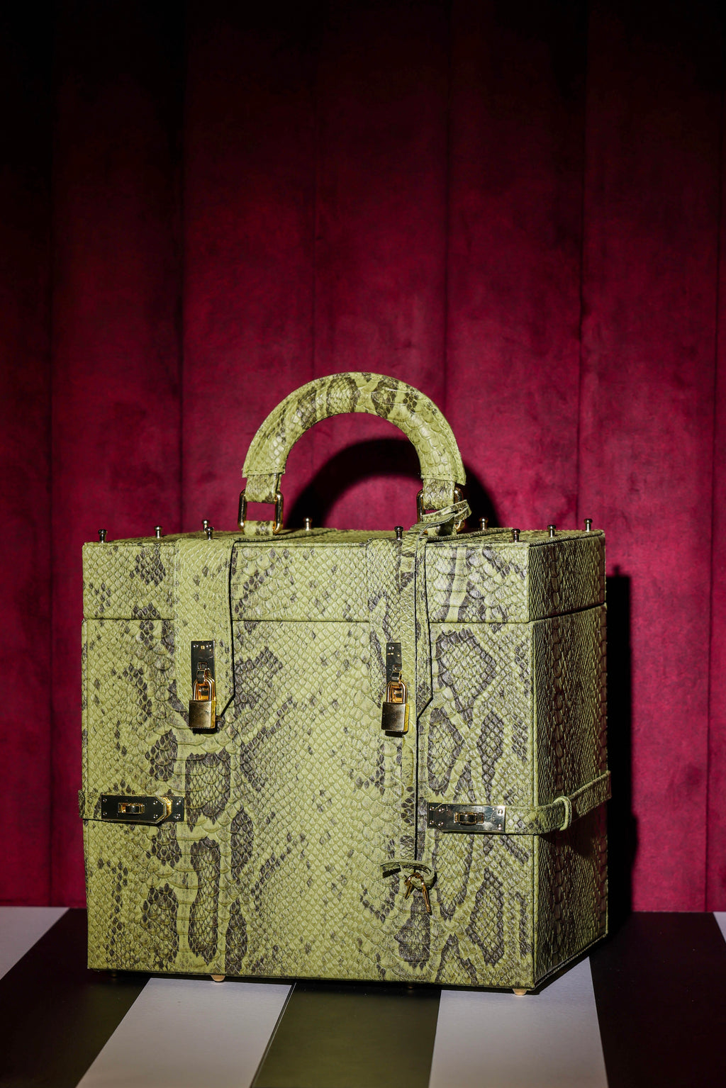NEW ARRIVAL - Miss Perfect Luxury Travel Necessaire Trunk Green Python
