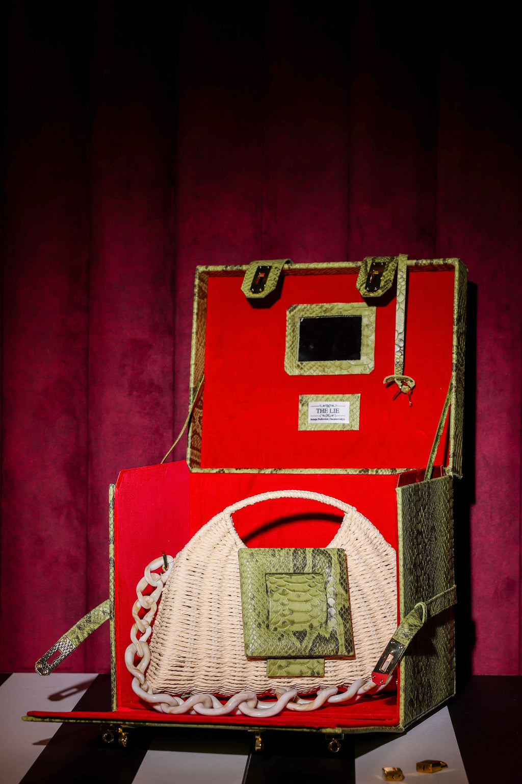 NEW ARRIVAL - Miss Perfect Luxury Travel Necessaire Trunk Green Python