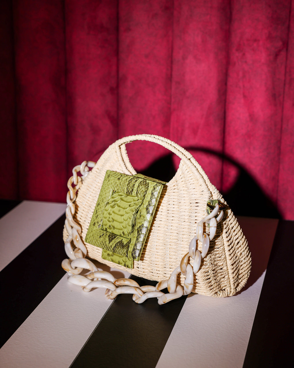 NEW ARRIVAL - Celeste Green Python Basket