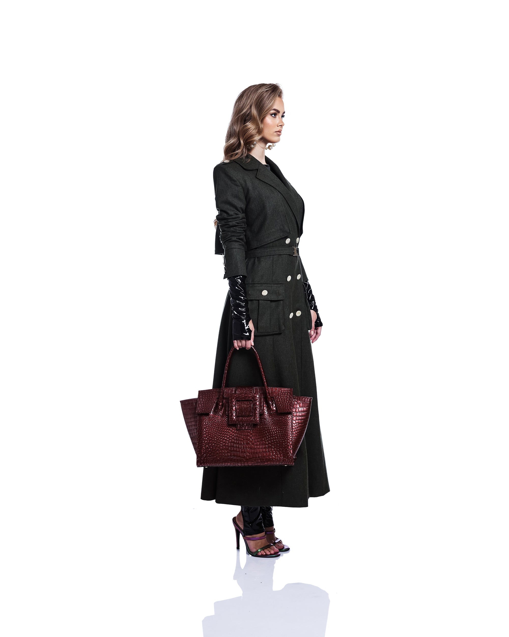 NEW ARRIVAL - Bronze Croc Celeste Bat Bag