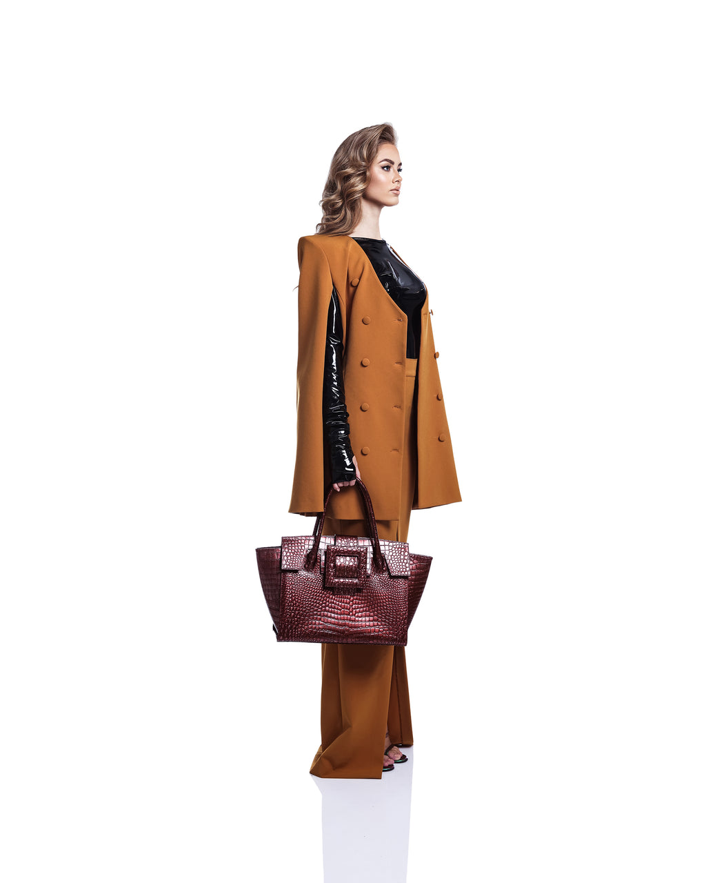 NEW ARRIVAL - Bronze Croc Celeste Bat Bag