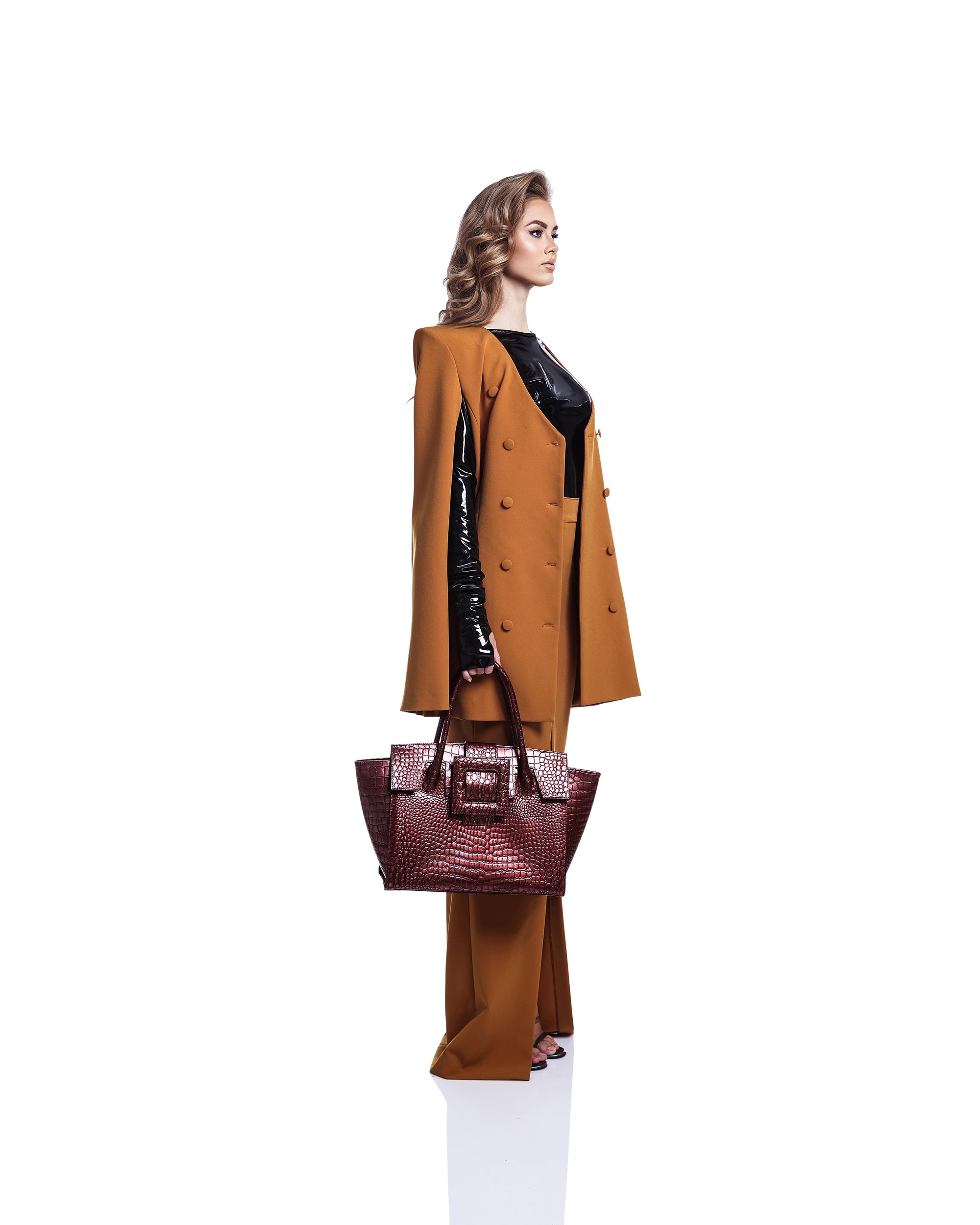NEW ARRIVAL - Bronze Croc Celeste Bat Bag