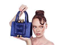 NEW ARRIVAL - Mini Celeste Shopper Bag Royal Blue Python