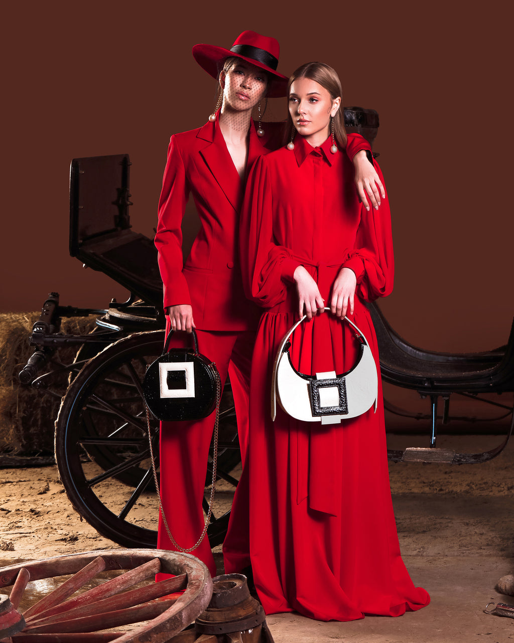 NEW ARRIVAL - Celeste Half Moon Bag Black & White