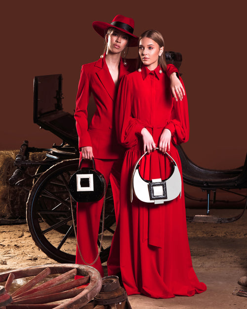 NEW ARRIVAL - Celeste Half Moon Bag Black & White