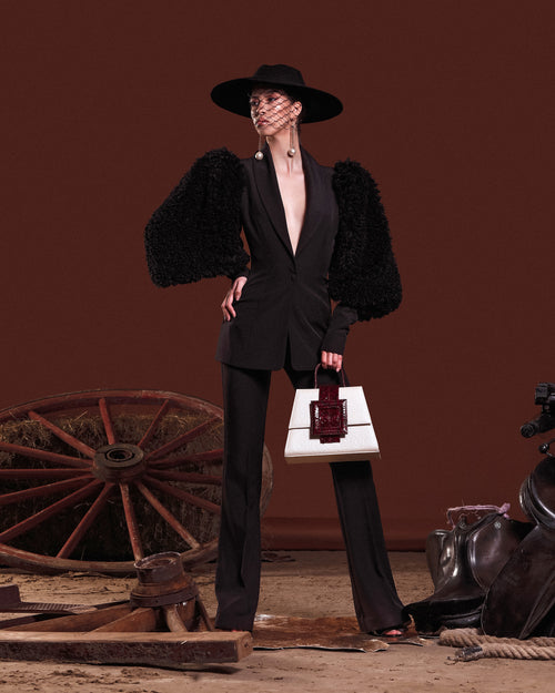 NEW ARRIVAL - Celeste Leather Buckle Bordeaux Python Touch