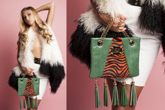 NEW ARRIVAL - Tassel Pochette Green Lizard & Sexy Red Zebra