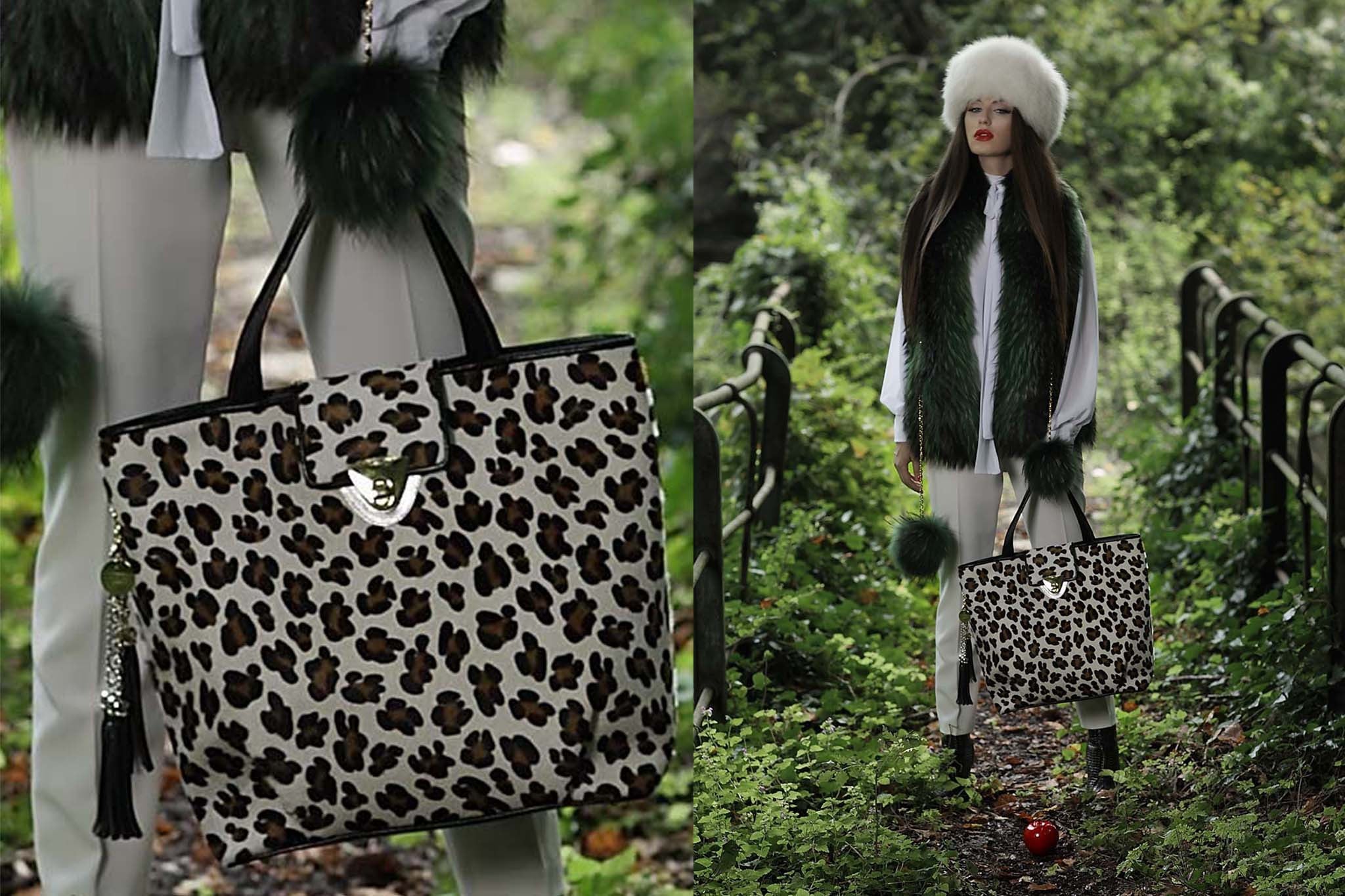 Enormous Statement Tote White Leopard